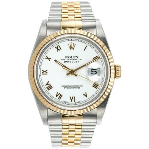 rolex mens 2 tone datejust white pyramid roman numeral dial|rolex datejust oyster steel.